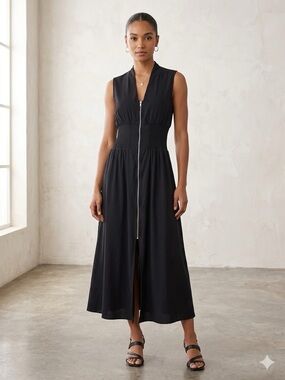 Joie Black Dress with Zipper Detail